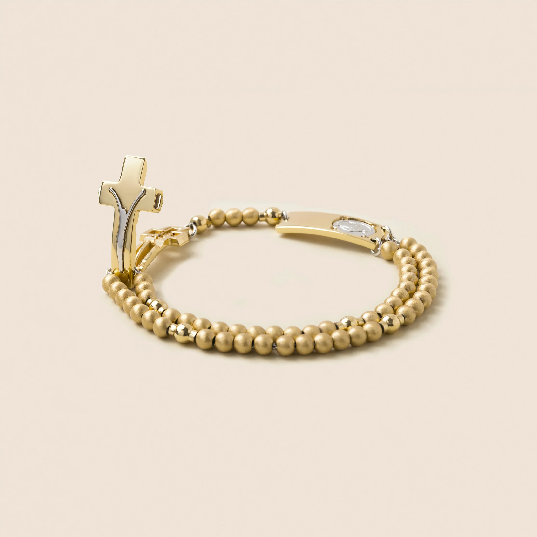 ROSALET® ROUND MATTE GOLD BEADS, STERLING SILVER & ROUND SHINY GOLD PATER, MODERN - Image 3