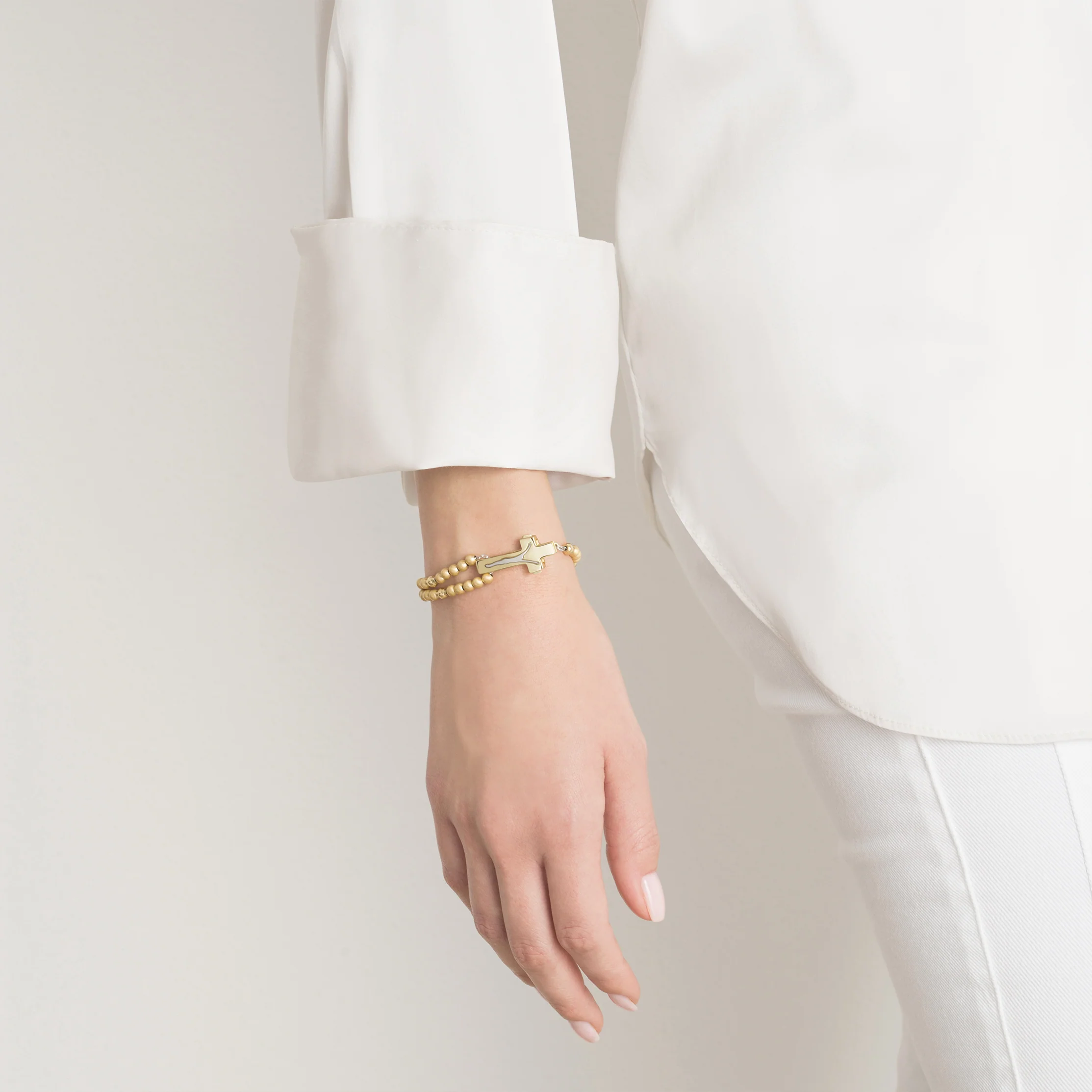 ROSALET® ROUND MATTE GOLD BEADS, STERLING SILVER & ROUND SHINY GOLD PATER, MODERN - Image 4